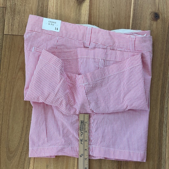 Crown & Ivy size 14 pink and white striped chino pocketed shorts cotton - Picture 7 of 15